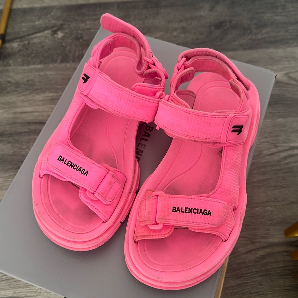 Pink Balenciga Tourist Sandals